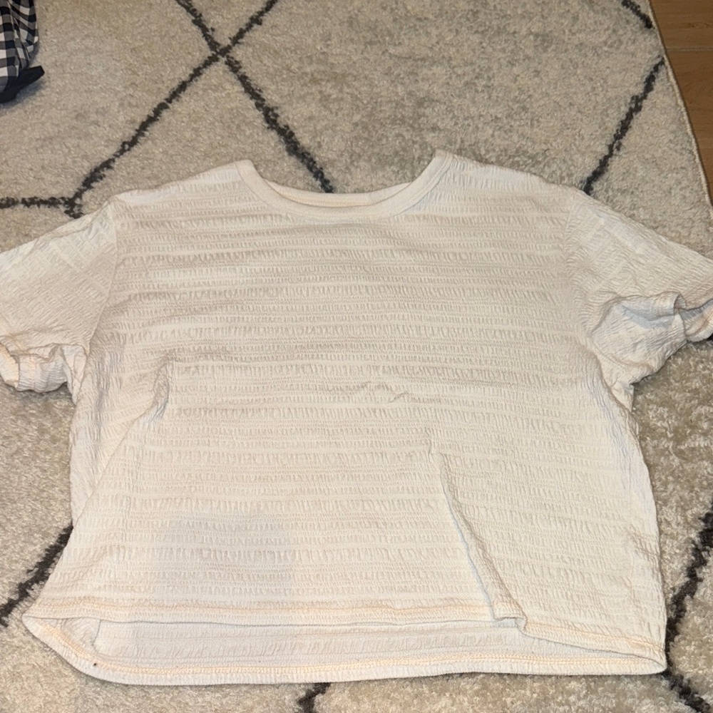 American Eagle Outfitters Cream Short Sleeve Top